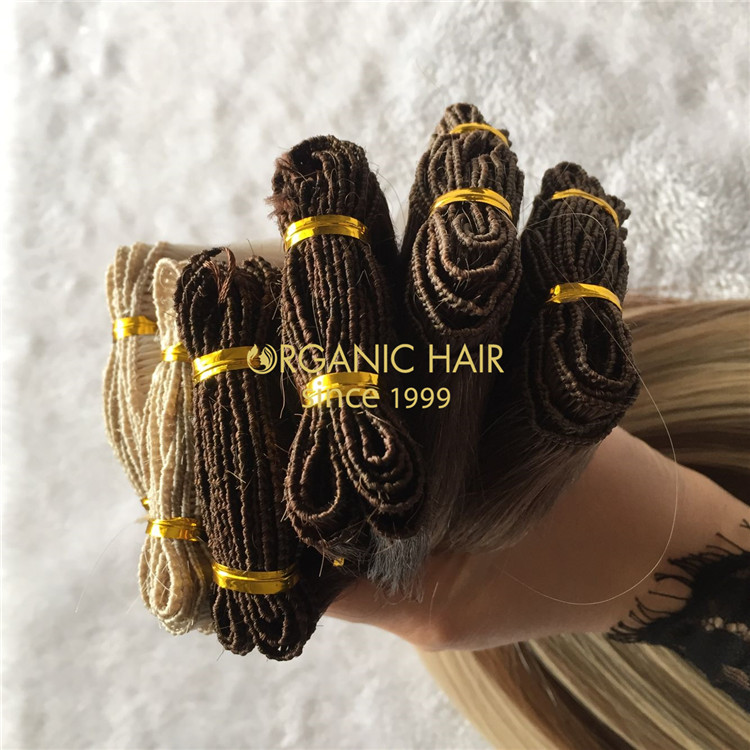 Human full cuticle customized hand tied wefts hair extensions X167